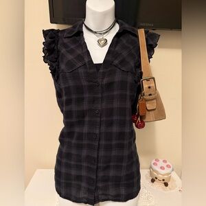Ruffled plaid blouse vintage y2k